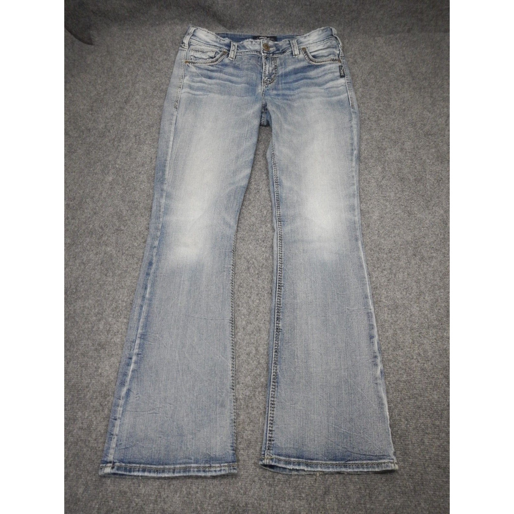 Silver Suki Slim Bootcut Jeans Women's Size 30x33 Blue Light Wash Whiskered